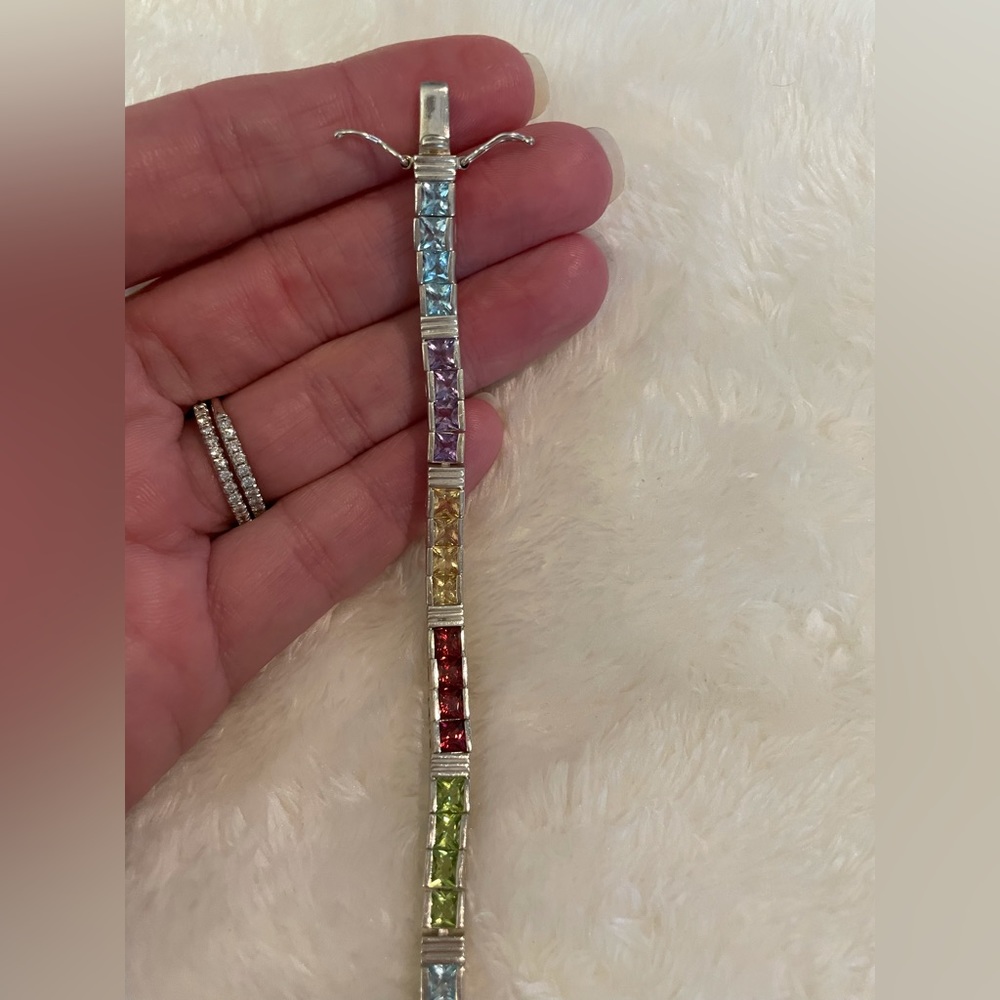 Vintage sterling silver and gemstone bracelet